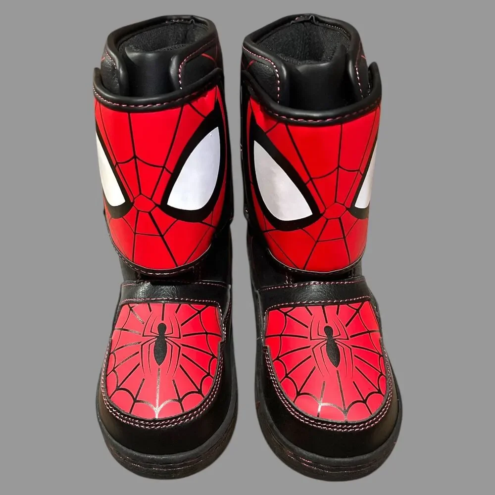 Marvel Spider-Man Boots Toddler Size 6 Light Up Snow Winter Red Black Boys